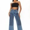 Fashion Nova Something Special Wide Leg Ankle Jeans - Medium Blue Wash