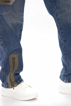 Fashion Nova Baggy Jeans Work It Cargo Jeans - Dark Wash