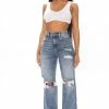 Fashion Nova Mom Jeans Go Off Boyfriend Distressed Jeans - Medium Blue Wash