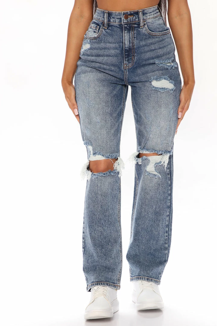 Deals ๐ Fashion Nova Mom ๐ Jeans Go Off Boyfriend Distressed ๐ Jeans - Medium Blue Wash โ 4 Fashion Nova Mom Jeans Go Off Boyfriend Distressed Jeans - Medium Blue Wash