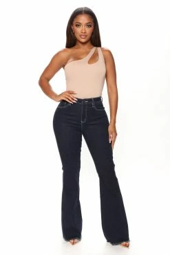 Fashion Nova So In Love Stretch Flare Jeans - Dark Wash