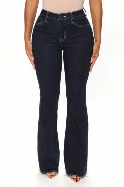 Fashion Nova So In Love Stretch Flare Jeans - Dark Wash
