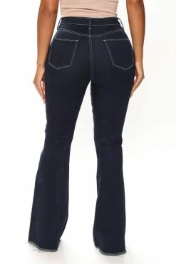 Fashion Nova So In Love Stretch Flare Jeans - Dark Wash