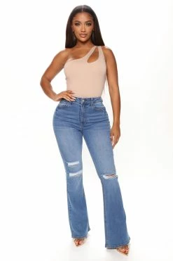 Fashion Nova More To See Flare Jeans - Medium Blue Wash