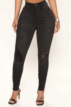 Fashion Nova Recycled High Waisted Stretch Skinny Jeans - Black Wash