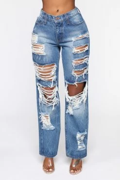Fashion Nova About That Time Distressed Boyfriend Jeans - Medium Wash