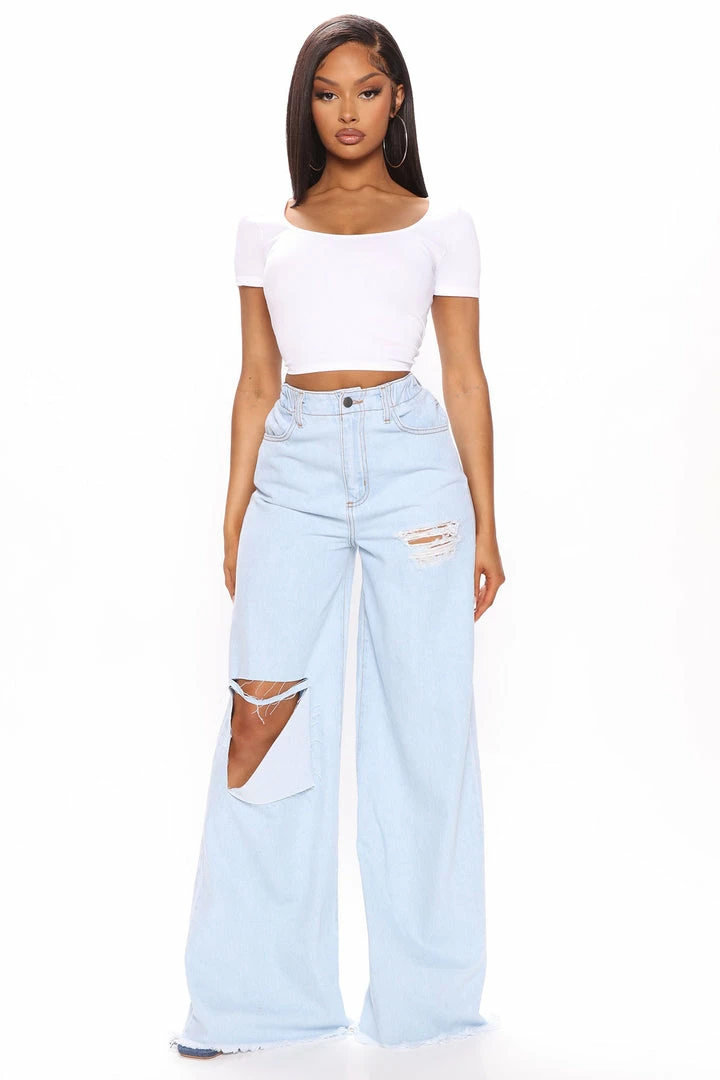 Coupon ๐ Fashion Nova Tongue In Cheek Ripped Wide Leg ๐ Jeans - Light Wash โค๏ธ 3 Fashion Nova Tongue In Cheek Ripped Wide Leg Jeans - Light Wash
