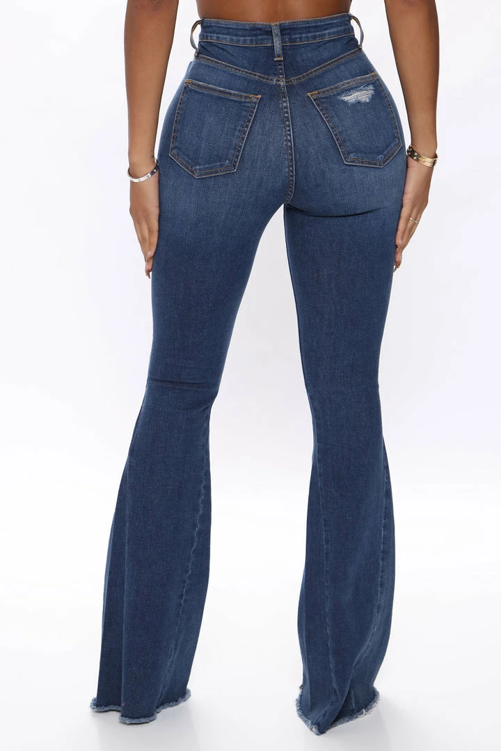 Budget ⭐ Fashion Nova Soft Spot Ripped Flare 👖 Jeans - Dark Wash 💯 5 Fashion Nova Soft Spot Ripped Flare Jeans - Dark Wash