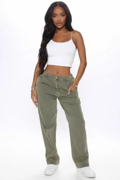 Fashion Nova Chula Vista Carpenter Skater Jeans - Olive
