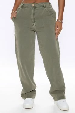 Fashion Nova Chula Vista Carpenter Skater Jeans - Olive