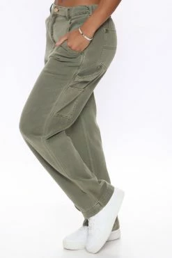 Fashion Nova Chula Vista Carpenter Skater Jeans - Olive