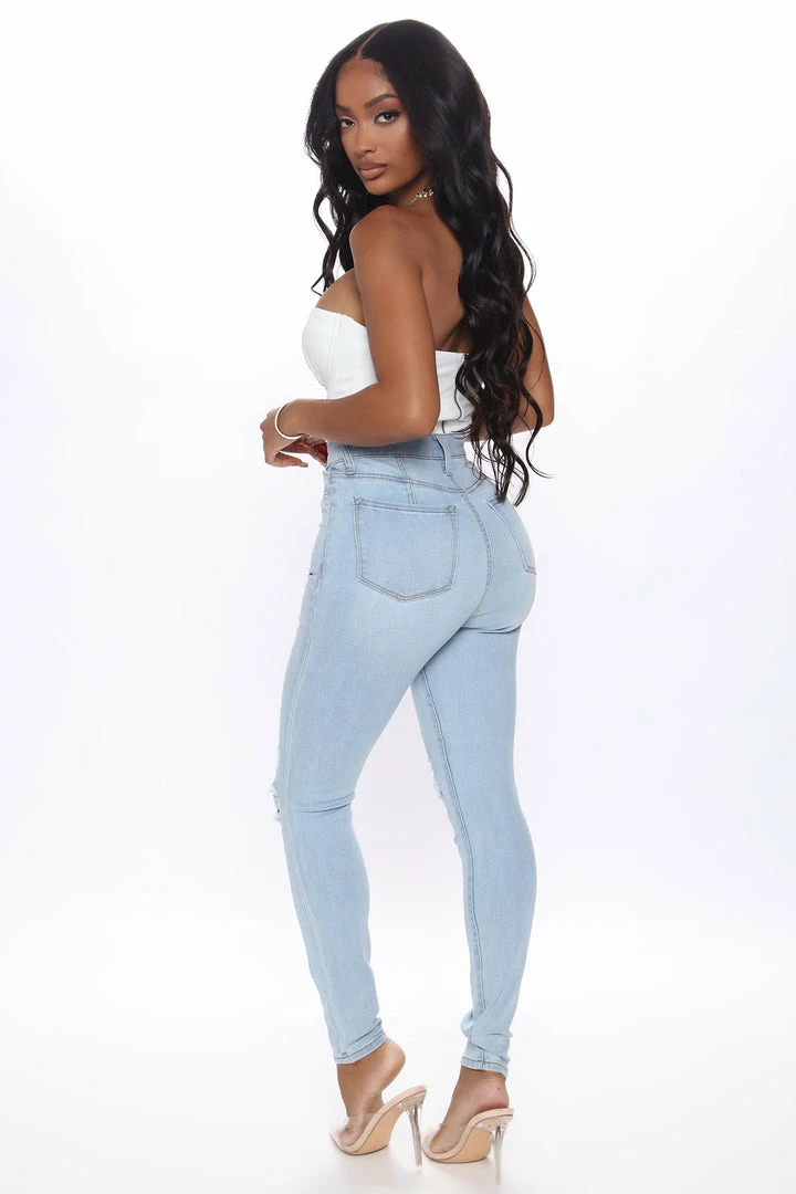 Fashion Nova Our Favorite High Rise Skinny Jeans - Light Blue Wash