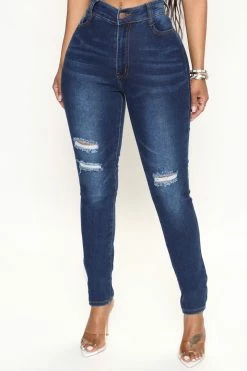 Fashion Nova Calidan Skinny Jeans - Dark Denim