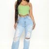 Fashion Nova Always A Pleasure Ripped Straight Leg Jeans - Light Blue Wash