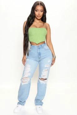 Fashion Nova Always A Pleasure Ripped Straight Leg Jeans - Light Blue Wash