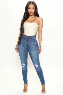 Fashion Nova Best Of Me High Rise Skinny Jeans - Medium Blue Wash