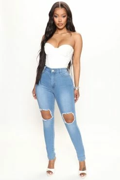 Fashion Nova Blue Dream High Rise Jeans - Light Blue Wash