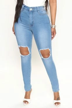 Fashion Nova Blue Dream High Rise Jeans - Light Blue Wash