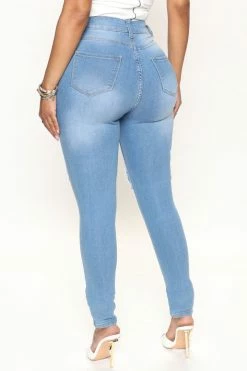 Fashion Nova Blue Dream High Rise Jeans - Light Blue Wash
