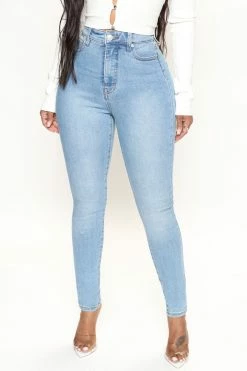 Fashion Nova Brunch Babe Smoothing Stretch Skinny Jeans - Light Blue Wash