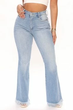 Fashion Nova Pixie High Waisted Flare Jeans - Light Blue