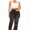 Fashion Nova Work It Utility Straight Leg Jeans - Black