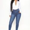 Fashion Nova Aria High Waisted Skinny Jeans - Medium Blue Wash