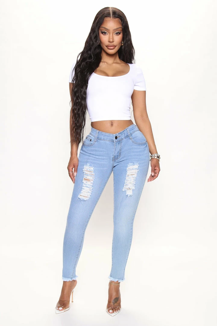 Fashion Nova Decadence Ankle Jeans - Light Blue Wash Skinny Jeans