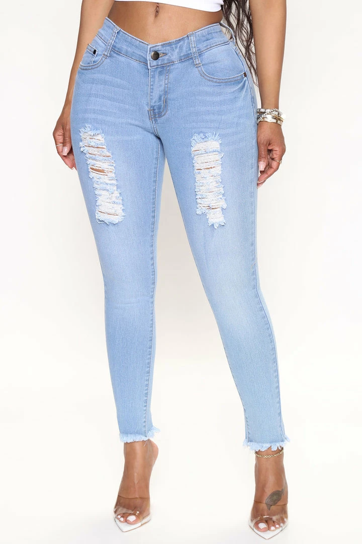 Fashion Nova Decadence Ankle Jeans - Light Blue Wash Skinny Jeans