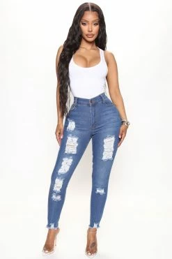 Fashion Nova Skinny Jeans Body Moves Ankle Jeans - Dark