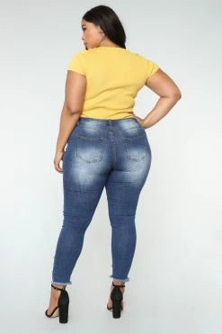 Fashion Nova Follow The Leader Skinny Jeans - Dark Denim