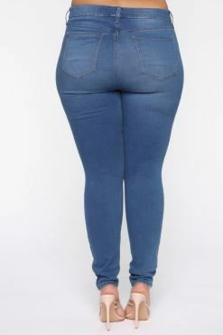 Fashion Nova Flex Game Strong Mid Rise Skinny Jeans - Medium Blue Wash