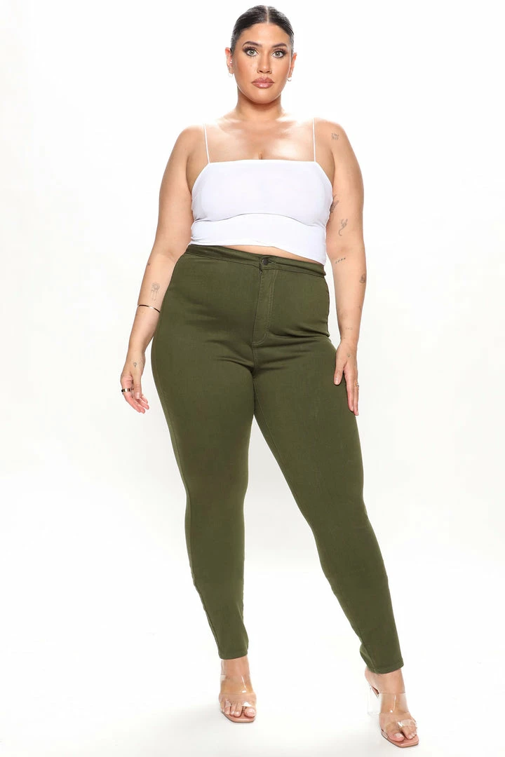 Fashion Nova Tall Super High Waist Denim Skinnies - Olive