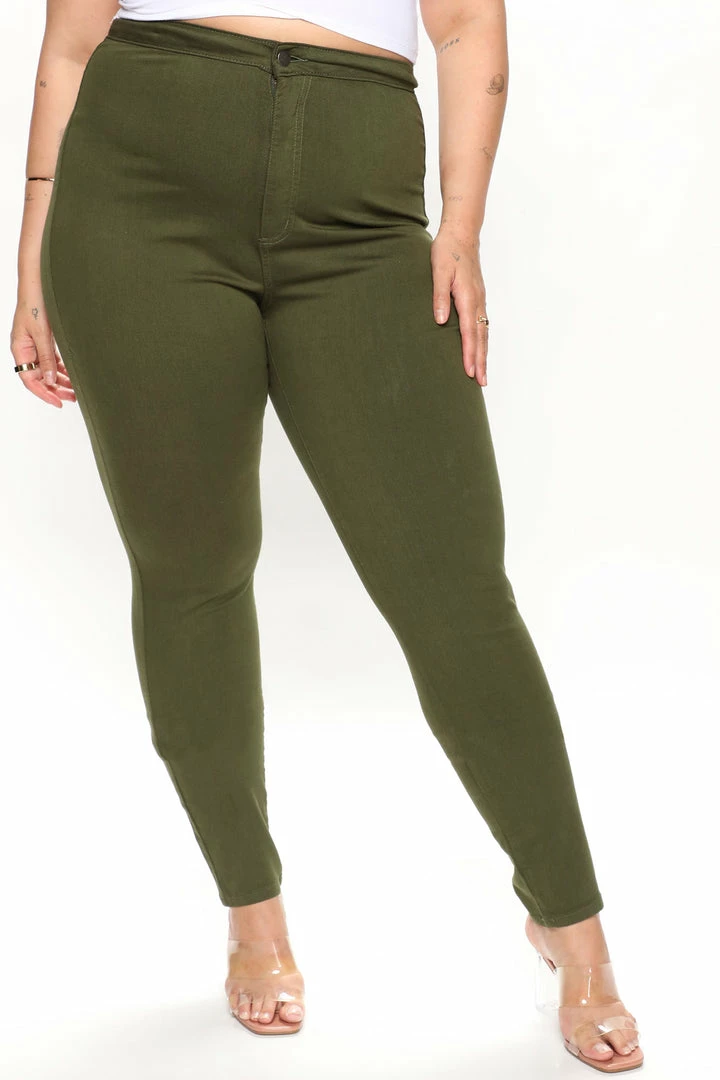 Fashion Nova Tall Super High Waist Denim Skinnies - Olive