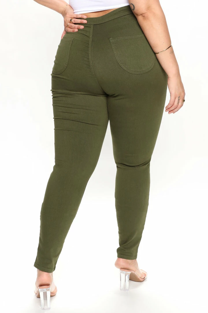 Fashion Nova Tall Super High Waist Denim Skinnies - Olive