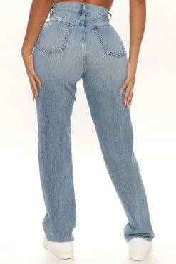 Fashion Nova 90's Babe Straight Leg Jeans - Medium Blue Wash