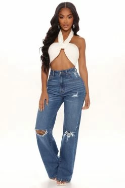 Fashion Nova Searched Far And Wide Leg Jeans - Dark Wash Baggy Jeans