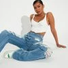 Fashion Nova Tall Don't Get Crossed Over Slouch Fit Jeans - Medium Blue Wash