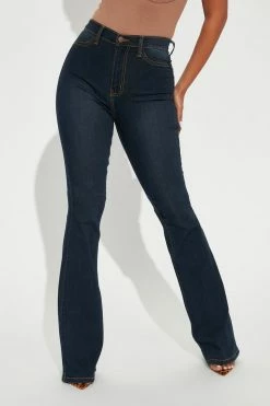 Fashion Nova Tall Deep In My Soul Flare Jeans - Dark Denim Skinny Jeans