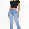 Fashion Nova Flare Jeans Groovy Release Hem Bootcut Jeans - Medium Wash