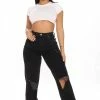 Fashion Nova Amsterdam Elastic Waistband Boyfriend Jeans - Black