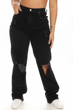 Fashion Nova Amsterdam Elastic Waistband Boyfriend Jeans - Black