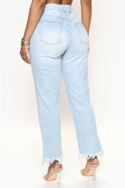 Fashion Nova Straight Leg Jeans Olsen Straight Leg Ankle Jeans - Light Wash