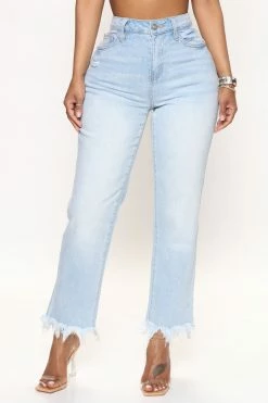 Fashion Nova Straight Leg Jeans Olsen Straight Leg Ankle Jeans - Light Wash