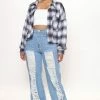 Fashion Nova VIP Pass Ripped Straight Leg Jeans - Medium Wash
