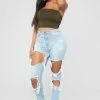 Fashion Nova Skinny Jeans Syracuse Distressed Jeans - Light Blue Wash
