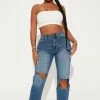 Fashion Nova Something Special Straight Leg Jeans - Dark Wash