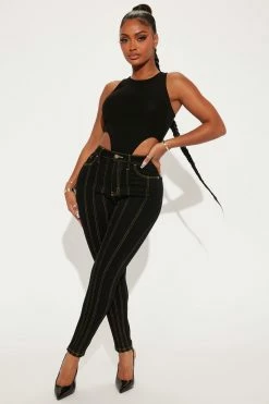 Fashion Nova Contour Seam Detail Skinny Jeans - Black