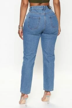 Fashion Nova Star Power Sequin Inset Mom Jeans - Medium Wash