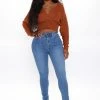 Fashion Nova Not Above Love Skinny Jeans - Medium Blue Wash